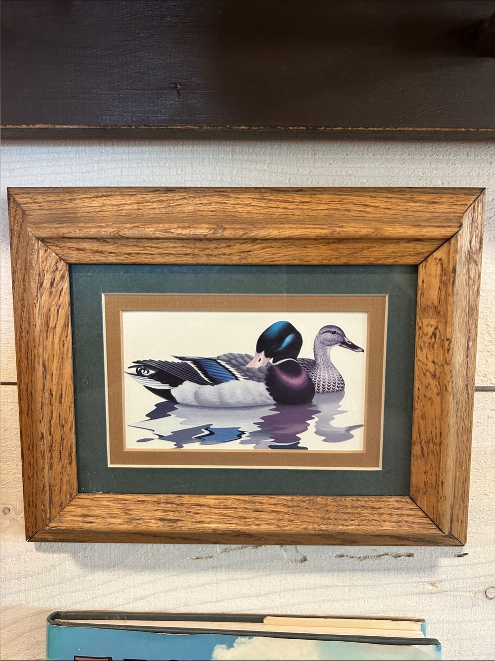 Framed Duck Print Wall Art - Wood Frame, Green Mat